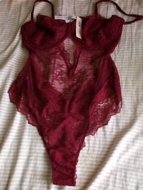 Victoria Secret Burgundy Lace Teddy Bodysuit